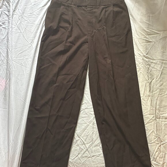 Tailored Men's Dark Brown Pleated Pants (34/31) - Picture 1 of 7